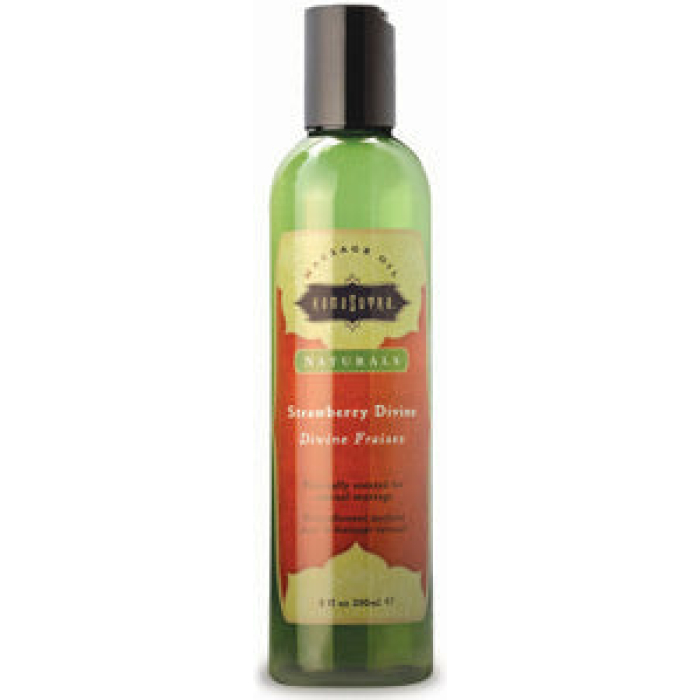 Kama Sutra Naturals Massage Oil Strawberry Divine 8oz - Image 1