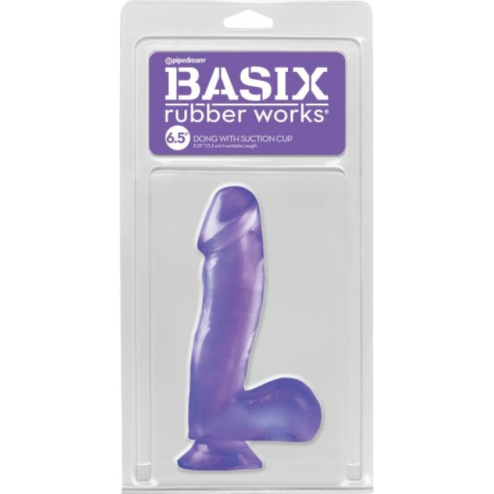 Basix Rubber Works 6.5 Dong w/Suction Cup - Purple - Image 1