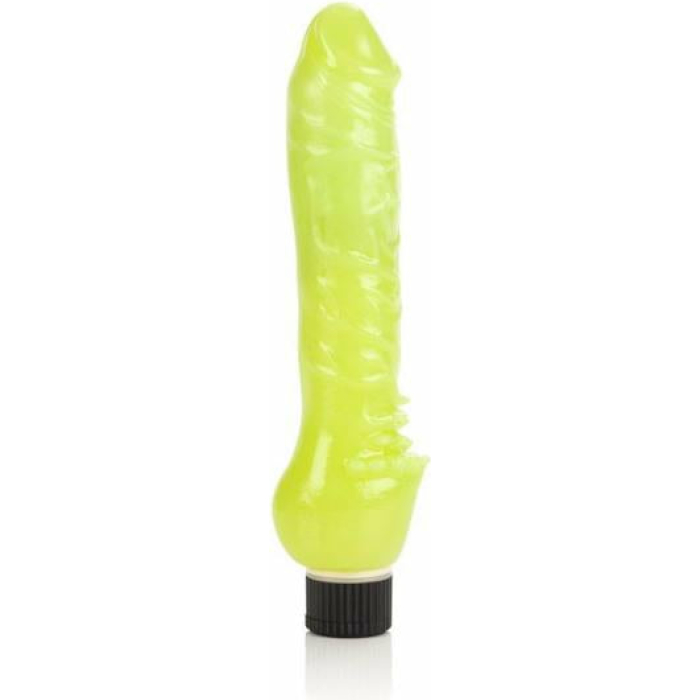Glow in the Dark Vibrating Jelly Dildo Green - Image 1