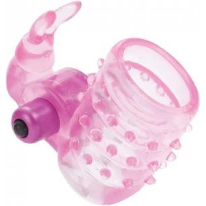 Basic Essentials Stretchy Bunny Enhancer Vibrating Pink - Image 1