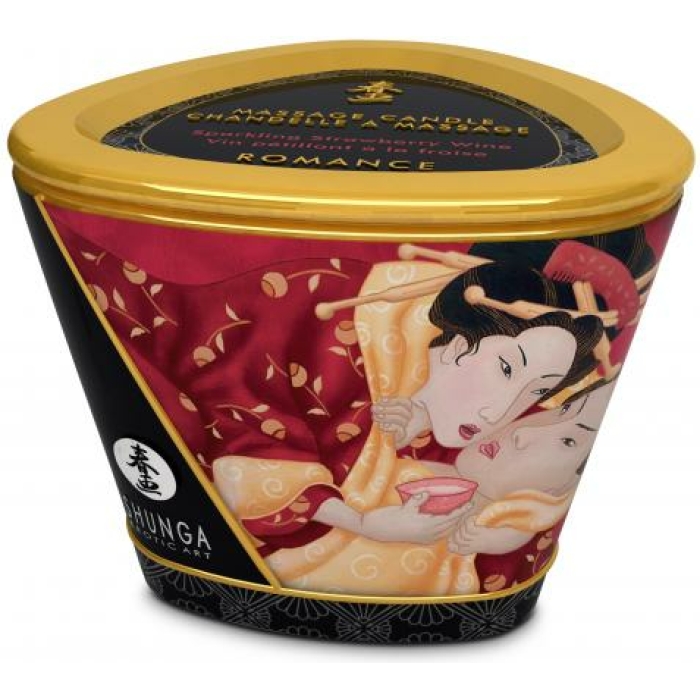 Shunga Massage Candle Romance Strawberry Wine 5.7oz - Image 2
