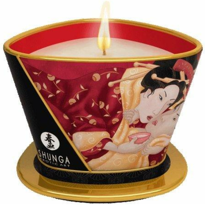 Shunga Massage Candle Romance Strawberry Wine 5.7oz - Image 1