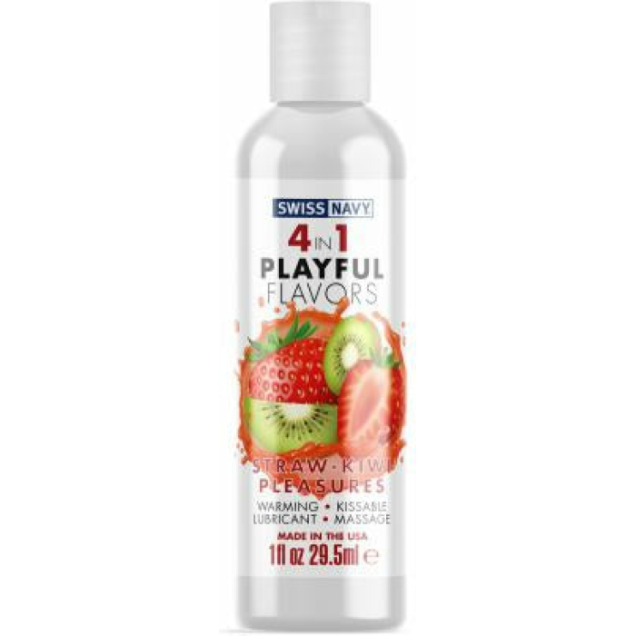 Swiss Navy 4 In 1 Playful Flavors Strawberry Kiwi Pleasure 1oz - Image 1