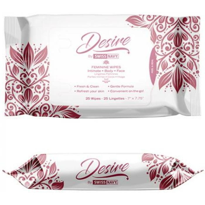 Swiss Navy Desire Unscented Feminine Wipes 25ct One Pack - Image 1