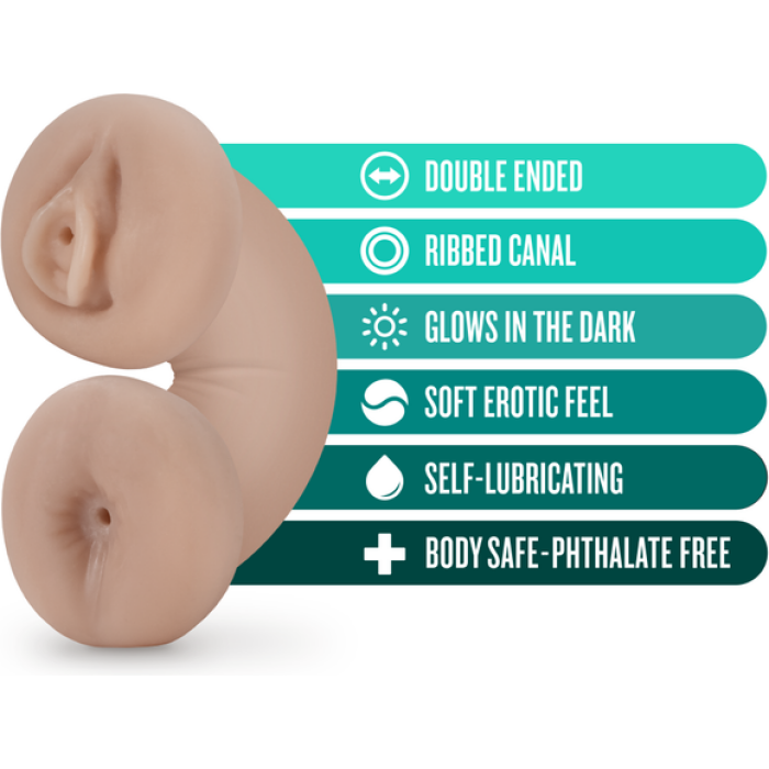 M For Men - Soft And Wet - Double Trouble Glow-in-the-dark Stroker - Vanilla - Image 2