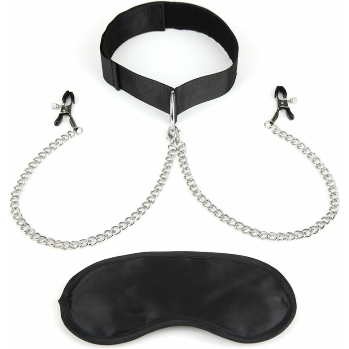 Lux Fetish Collar and Nipple Clips - Image 1