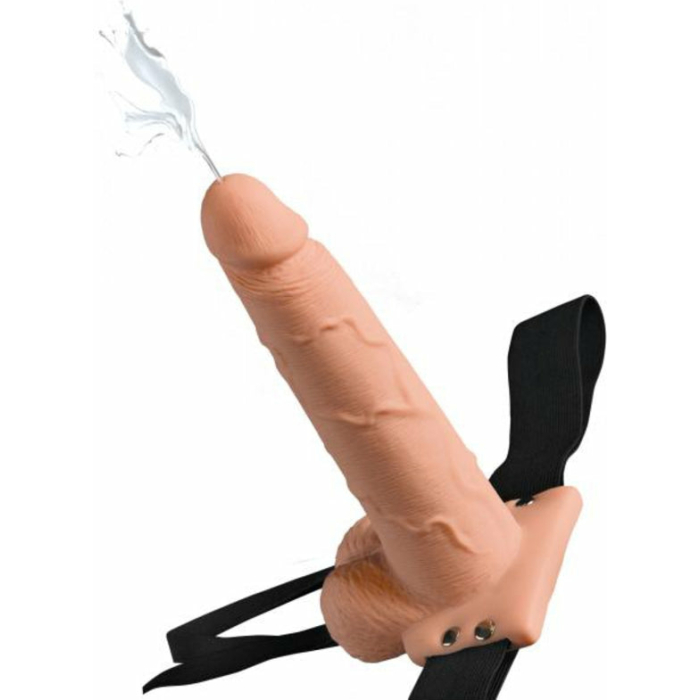 Fetish Fantasy 7.5in Hollow Squirting Strap-on With Balls, Flesh - Image 1