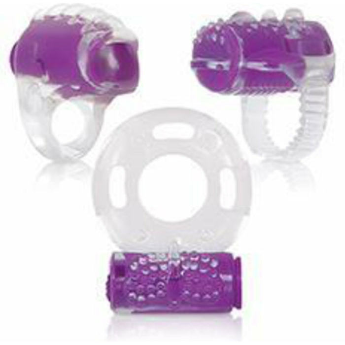 Ring True Unique Pleasure Rings Kit Clear Purple 3 Pack - Image 1