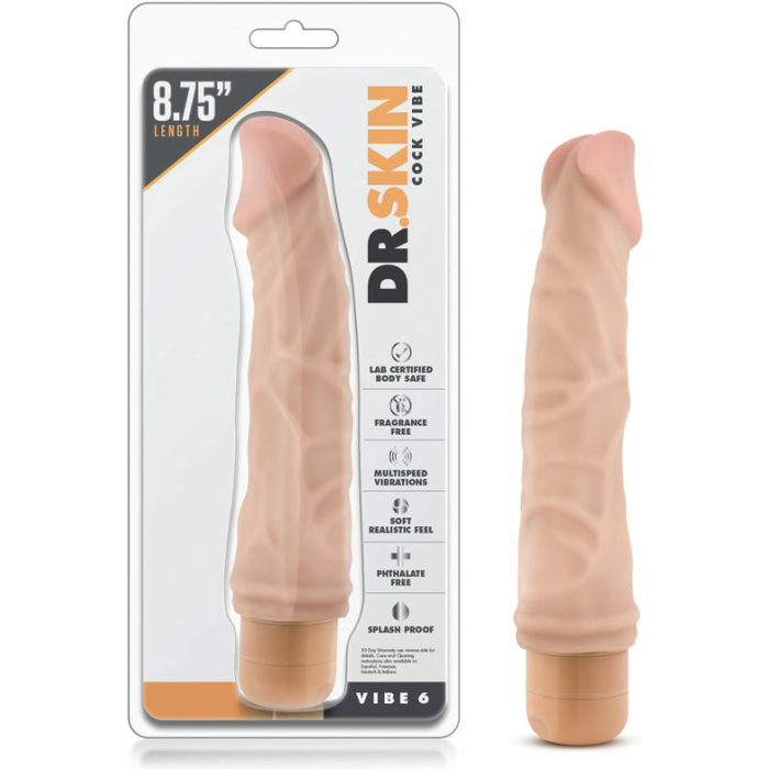 Dr Skin Cock Vibe #6 9 inches Dong Beige - Image 3