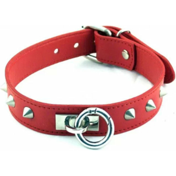 Rouge O Ring Studded Collar Red - Image 1