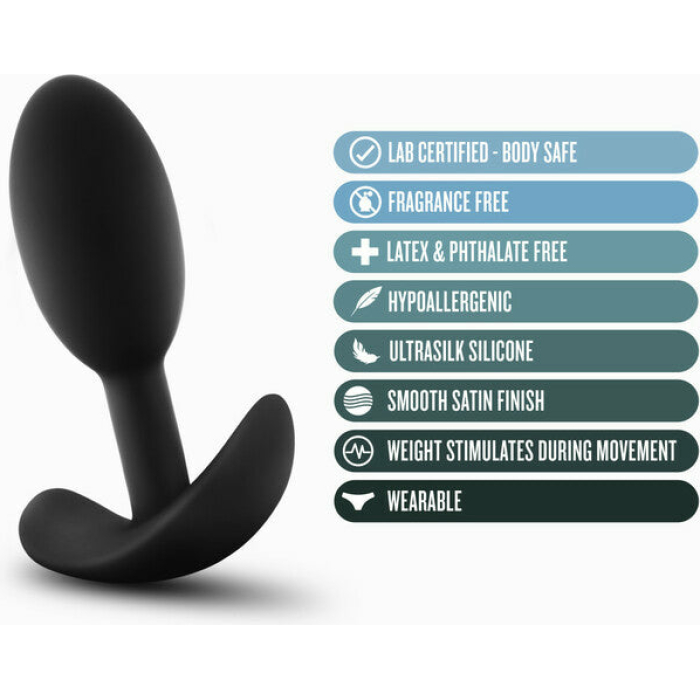 Blush Anal Adventures Platinum Silicone Vibra Slim Plug Small - Black - Image 3