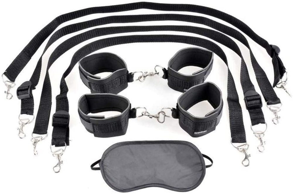 11111111_91568c8c-3374-413e-9b58-9bf9643766f0 Fetish Fantasy Cuff and Tether Set Black - Image 1