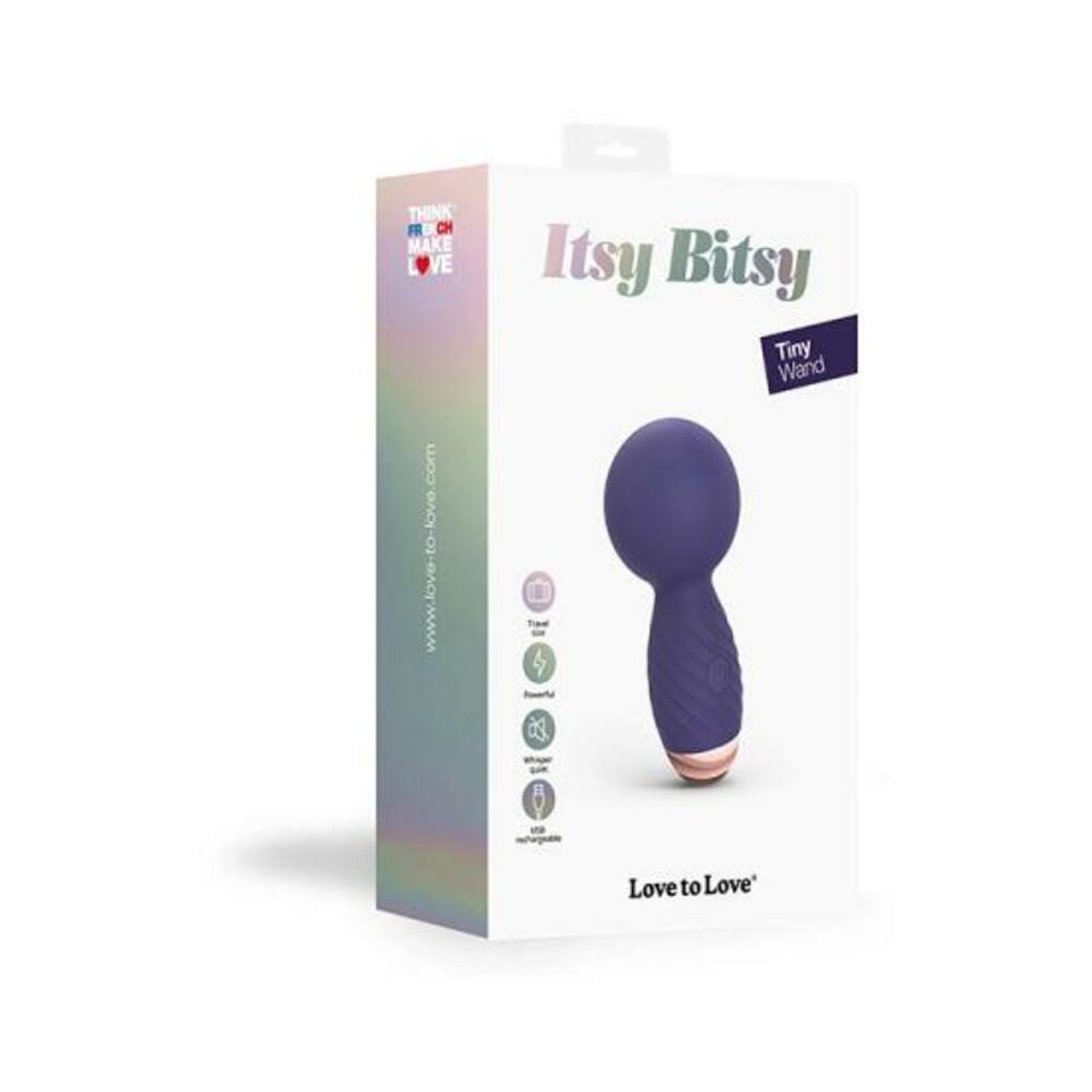 3700436033012_1 Love To Love Itsy Bitsy Rechargeable Silicone Mini Wand Vibrator Midnight Indigo - Image 1