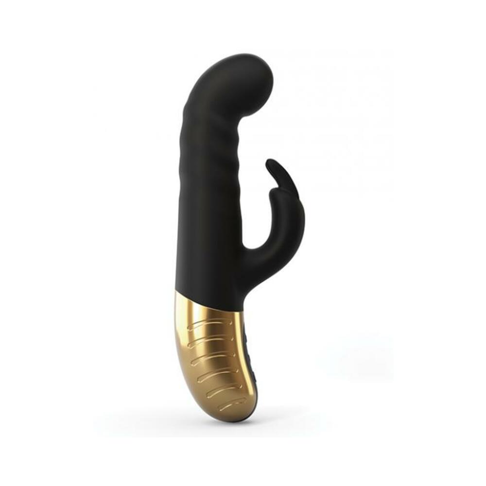 3700436071946_1 Dorcel G-Stormer Thrusting G-Spot Rabbit Vibrator Black Gold - Image 1