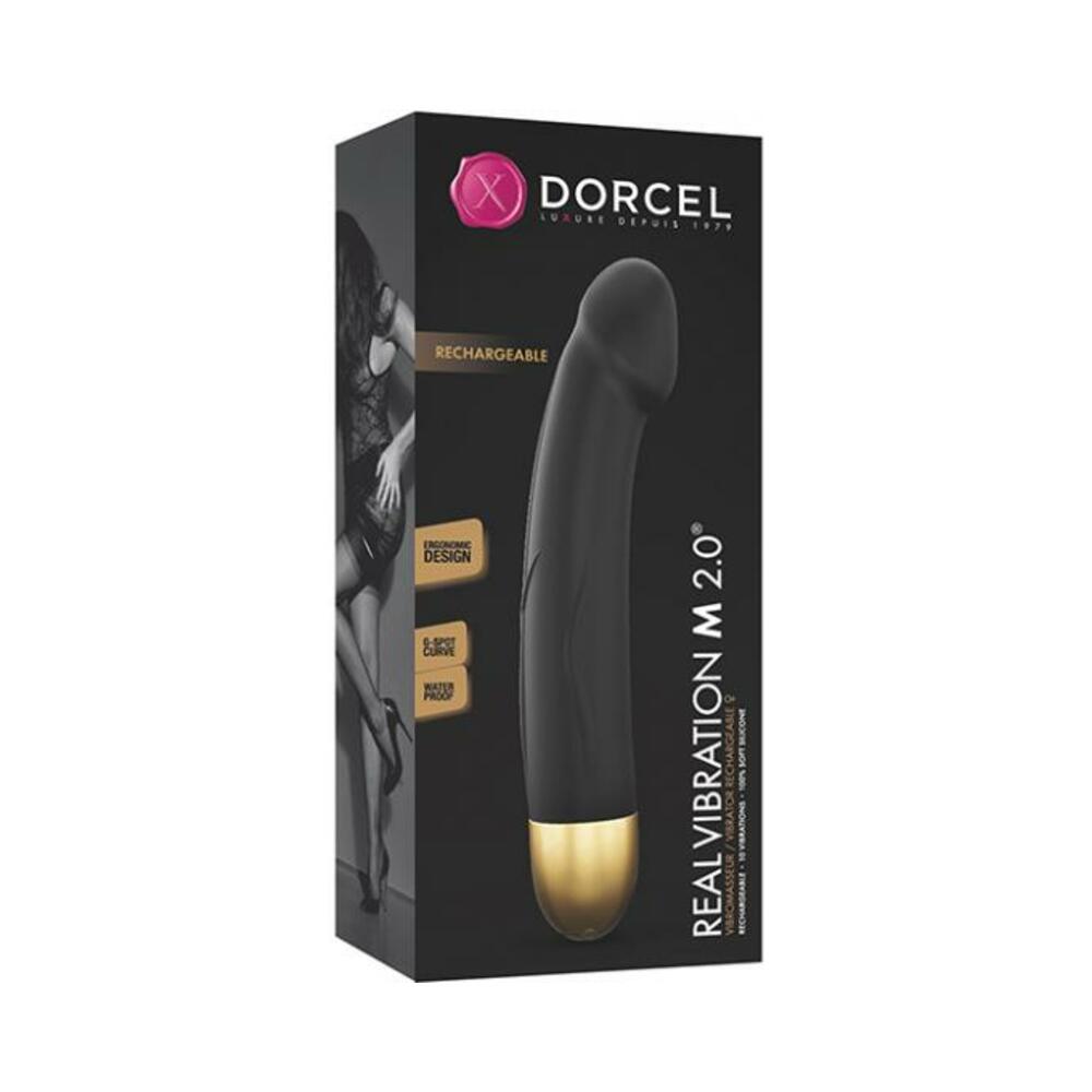 3700436072233_1 Dorcel Real Vibration M 8.6" Rechargeable Vibrator 2.0 - Black/gold - Image 1