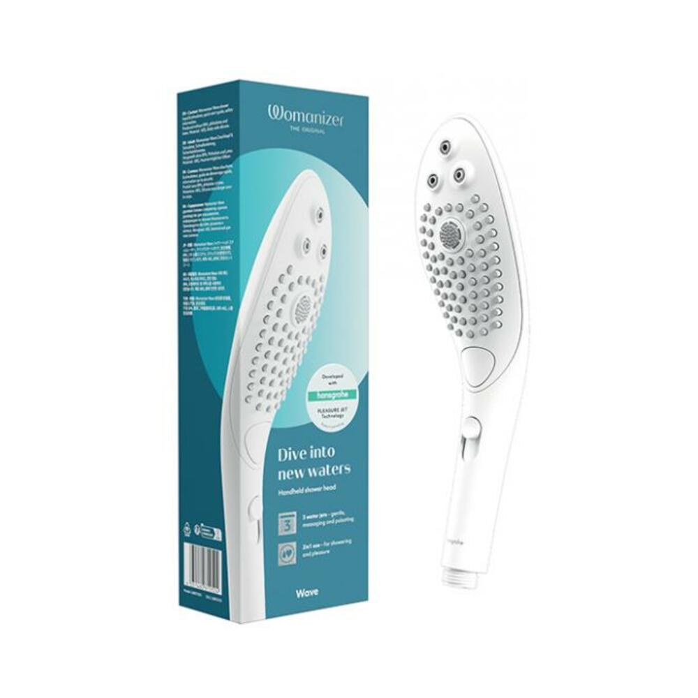 4251460612562_1 Womanizer Wave Shower Head Masturbator White - Image 1