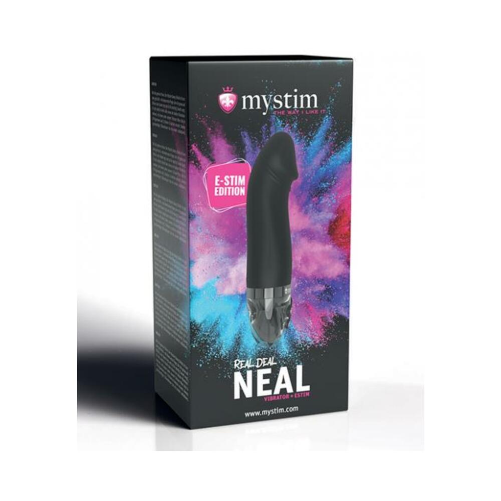 4260152465423_1 Mystim Real Deal Neal Estim Realistic Vibrator - Black - Image 1
