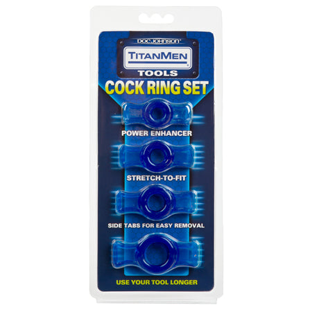45871 Titanmen Cock Ring Set Blue - Image 1