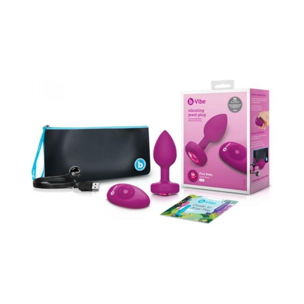 4890808242377_1 B-vibe Vibrating Jewels - Remote Control - Rechargeable - Pink Ruby (s/m) - Image 1