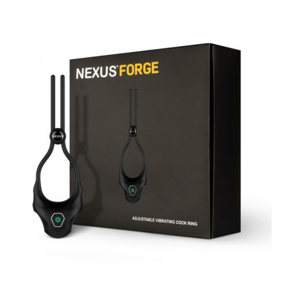 5060274221629_1 Nexus Forge Adjustable Vibrating Cock Ring Black - Image 1