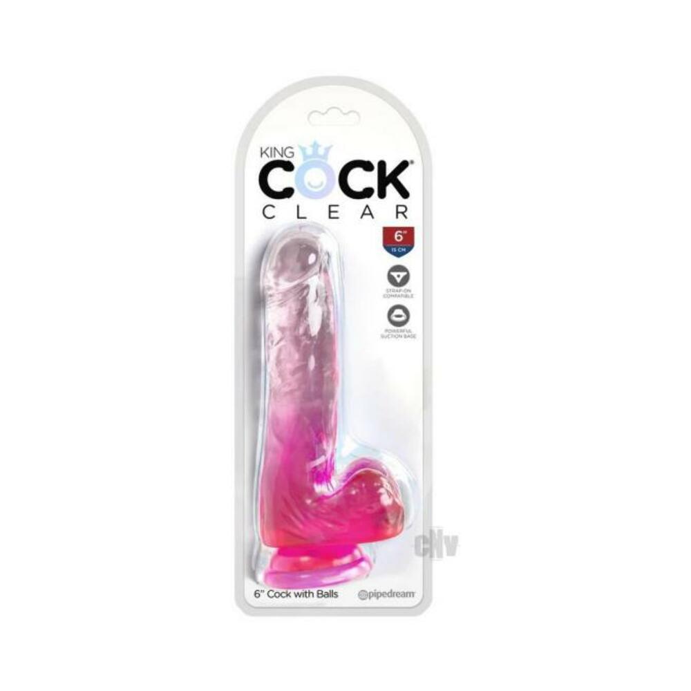 603912774955_1 Kc 6 Cock Clear W/balls Pink - Image 1