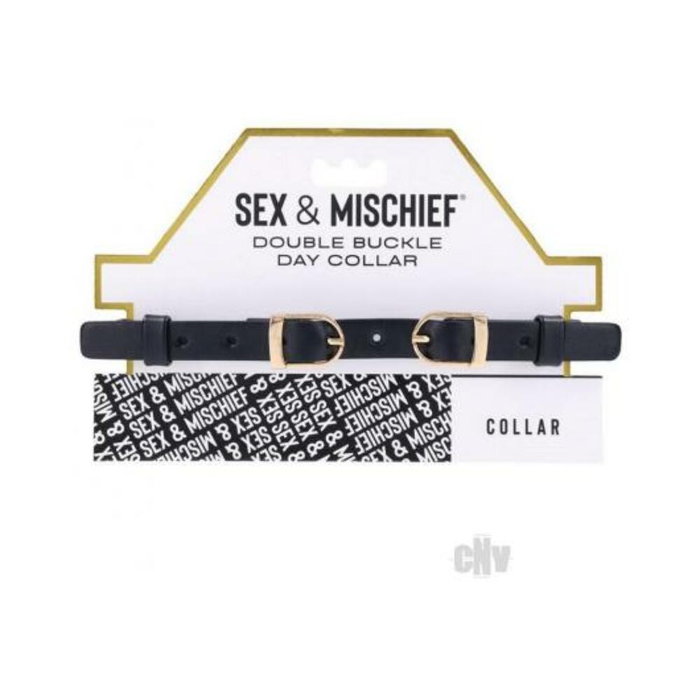 646709098544_1 Sandm Double Buckle Day Collar Blk/gld - Image 1