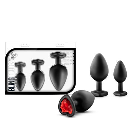 64731 Blush Luxe Bling Plugs Training Kit - Black w/Red Gems - Image 1