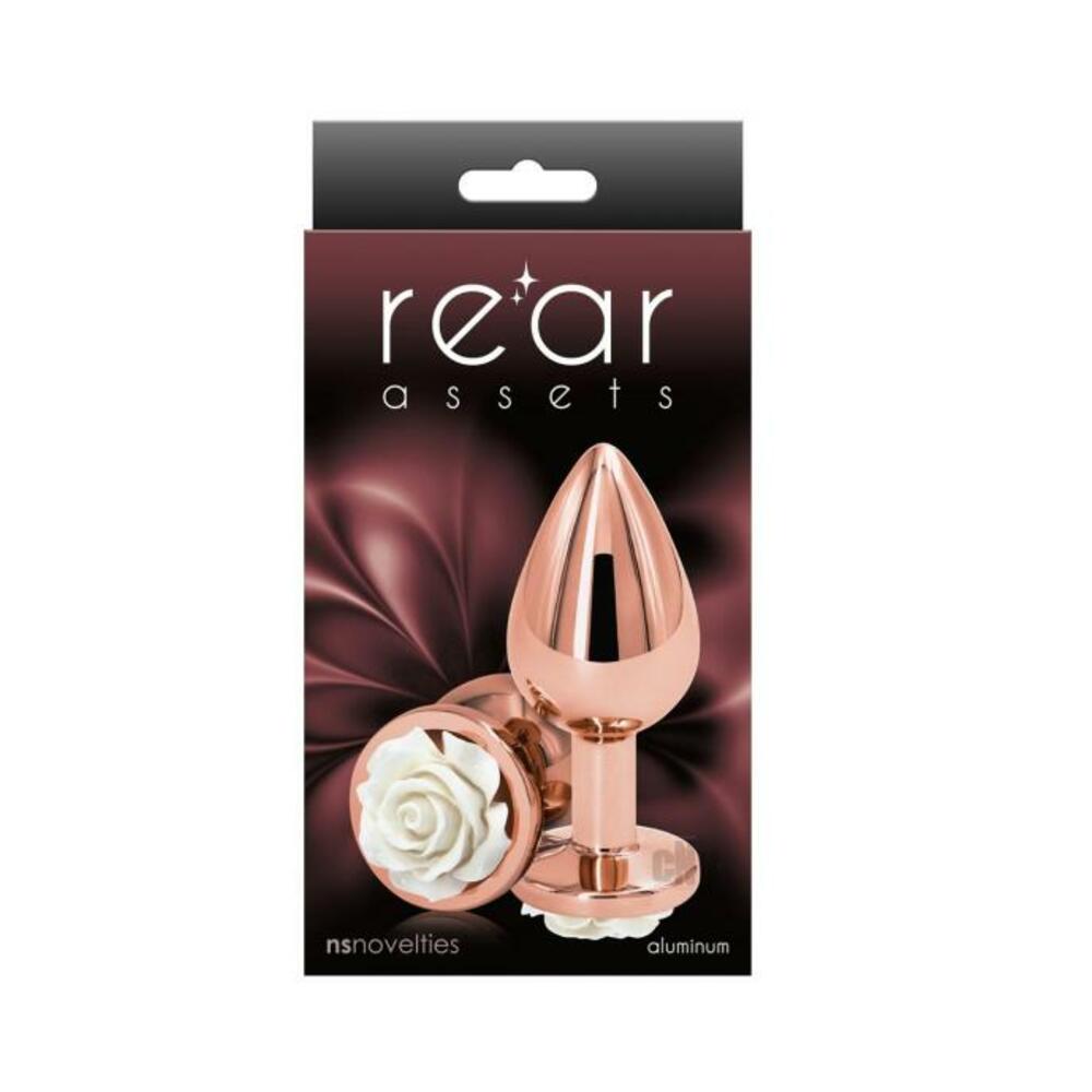 657447103605_1 Rear Assets Rose Anal Plug - Medium - White - Image 1