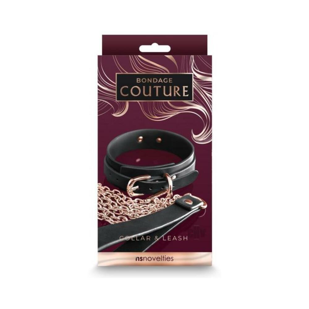 657447104558_1 Bondage Couture Collar and Leash Black - Image 1