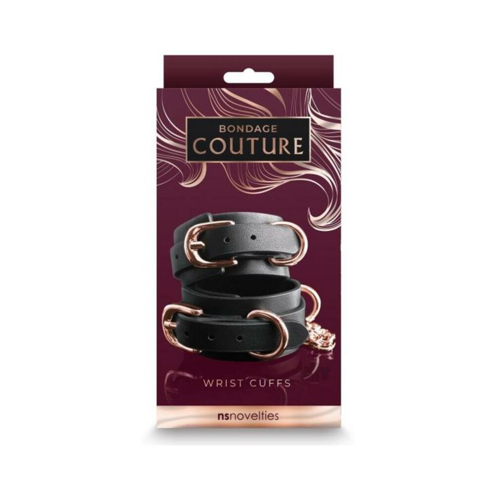 657447104565_1 Bondage Couture Wrist Cuffs Black - Image 1