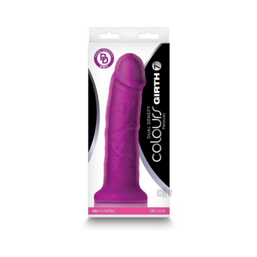 657447106705_1 Colours Dual Density Girth 7 In. Dildo Purple - Image 1