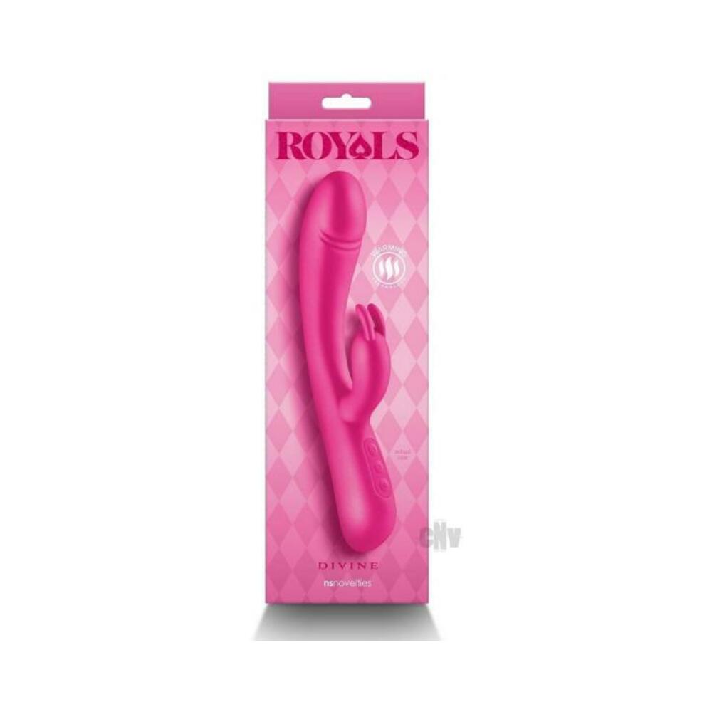 657447107153_1 Royals Divine Warming Rabbit Vibrator Metallic Pink - Image 1
