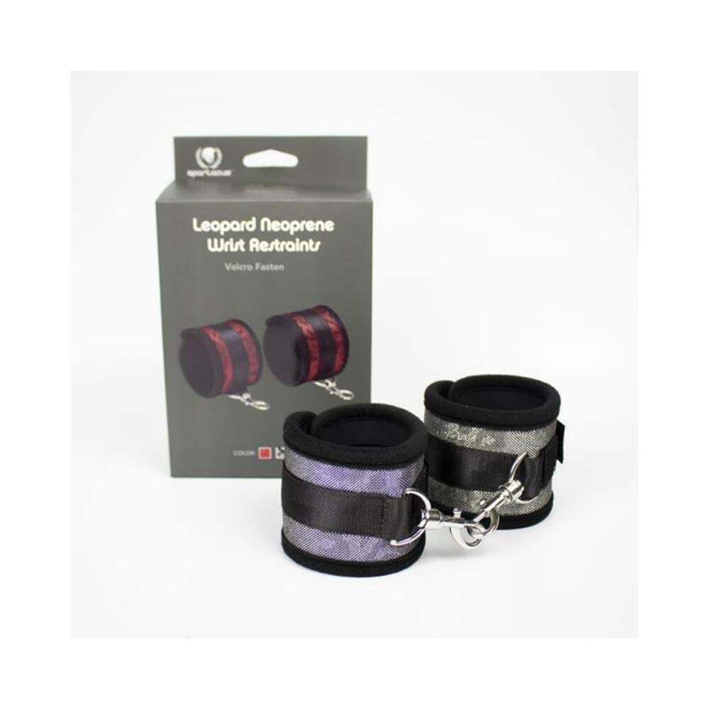 669729001479_1 Spartacus Wrist Restraints Neoprene Silver - Image 1