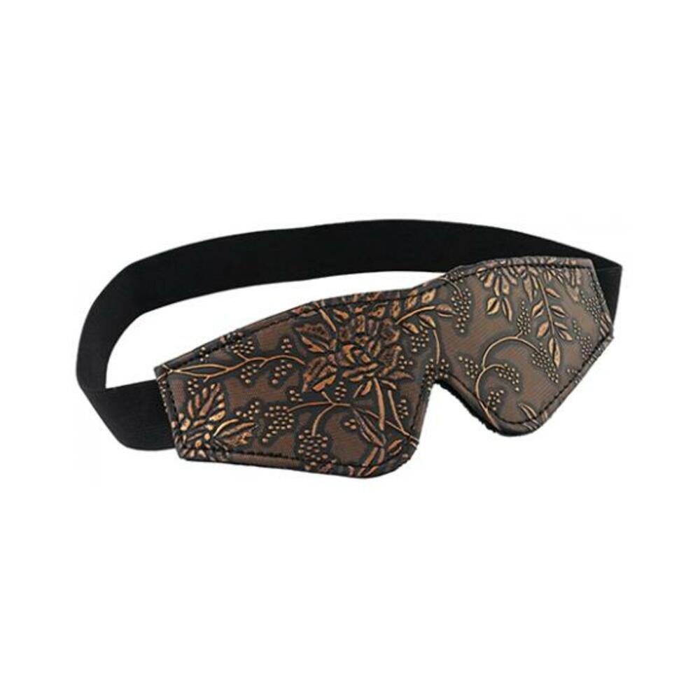 669729803431_1 Blindfold Brown Pu Floral Print With Faux Fur Lining - Image 1