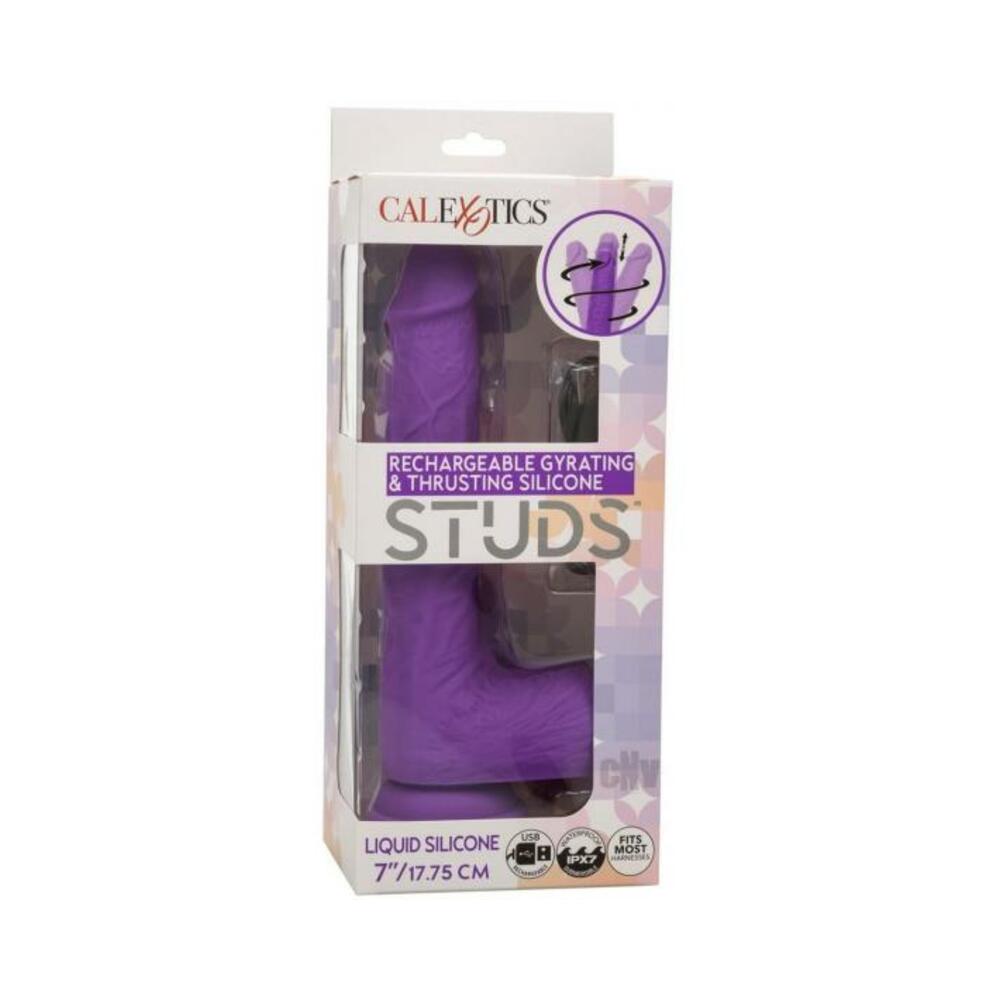 716770108586_1 Silicone Studs Rechargeable Gyrating & Thrusting Vibrator - Purple - Image 1