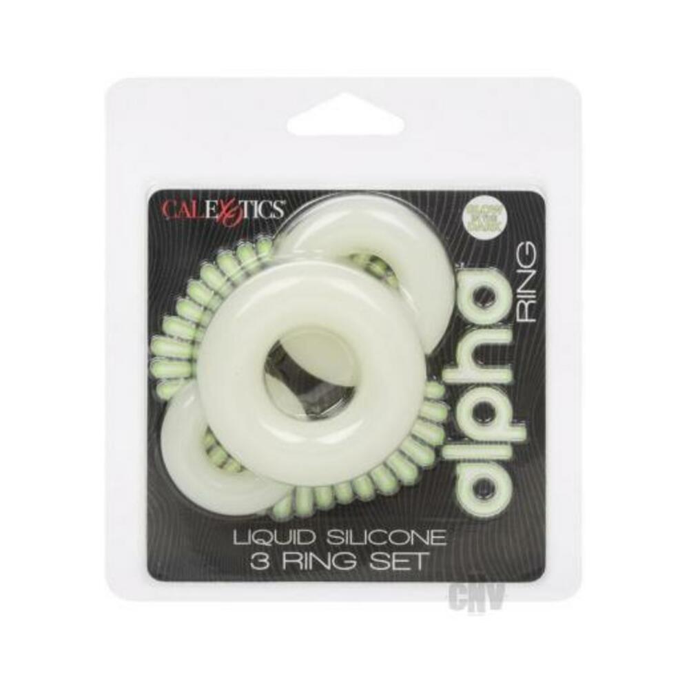 716770109170_1 Alpha Liquid Silicone Glow In The Dark Cock Ring - Set Of 3 - Image 1