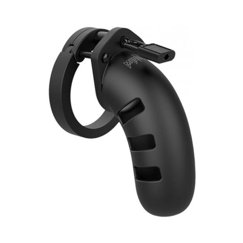 7423522514597_1 Man Cage Model 17 - Chastity - 4.5" - Silicone Cock Cage - Black - Image 1