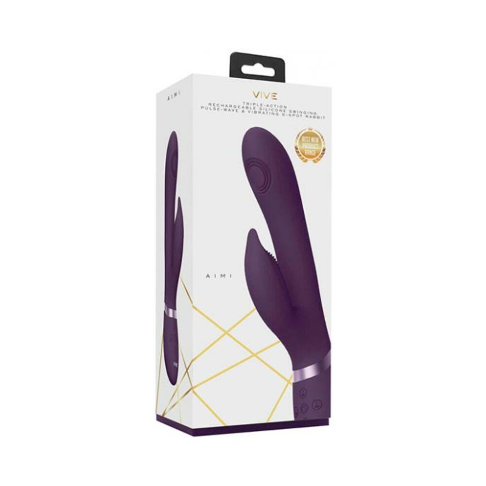 7423522537558_1 Vive - Aimi Rechargeable Triple-motor Swinging Silicone Rabbit - Purple - Image 1