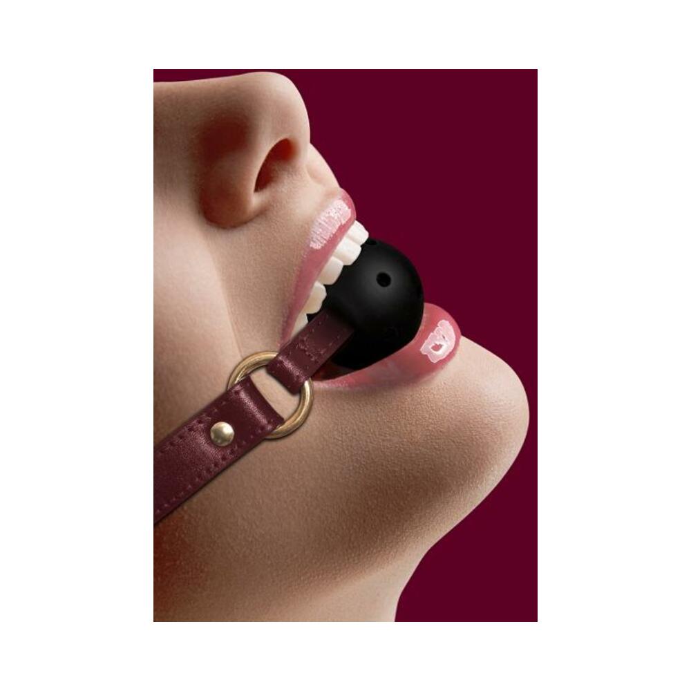 7423522558584_1 Ouch Halo Breathable Ball Gag Burgundy - Image 1