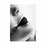 Ouch! Black & White Silicone Ball Gag With Adjustable Bonded Leather Straps Black