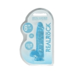 Realrock Crystal Clear Realistic Dildo With Balls 6 In. Blue - Image 2