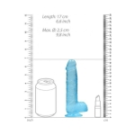 Realrock Crystal Clear Realistic Dildo With Balls 6 In. Blue - Image 3
