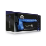Ouch! Ribbed Hollow Strap-on With Balls 8 In. Metallic Blue