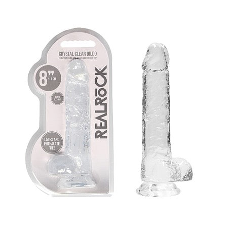 76190 Shots RealRock Realistic Crystal Clear 8 Dildo w/Balls - Transparent Clear - Image 1