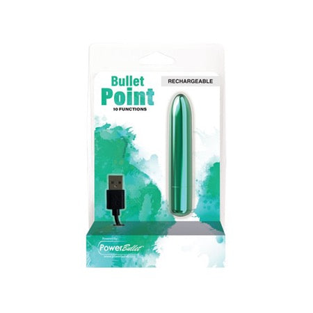 76481 Bullet Point Rechargeable Bullet - 10 Functions Teal - Image 1