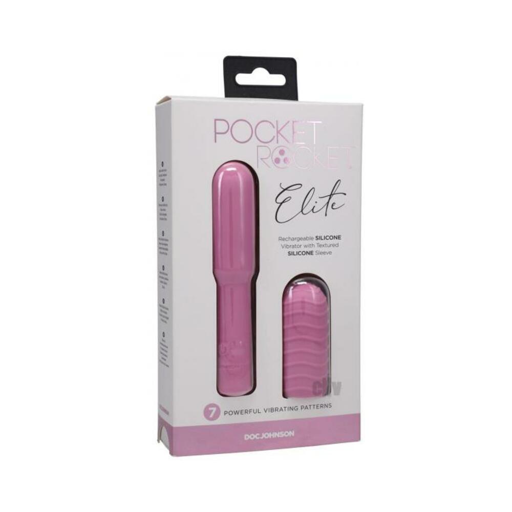 782421082130_1 Pocket Rocket Elite Rechargeable Bullet With Removable Sleeve Pink - Image 1