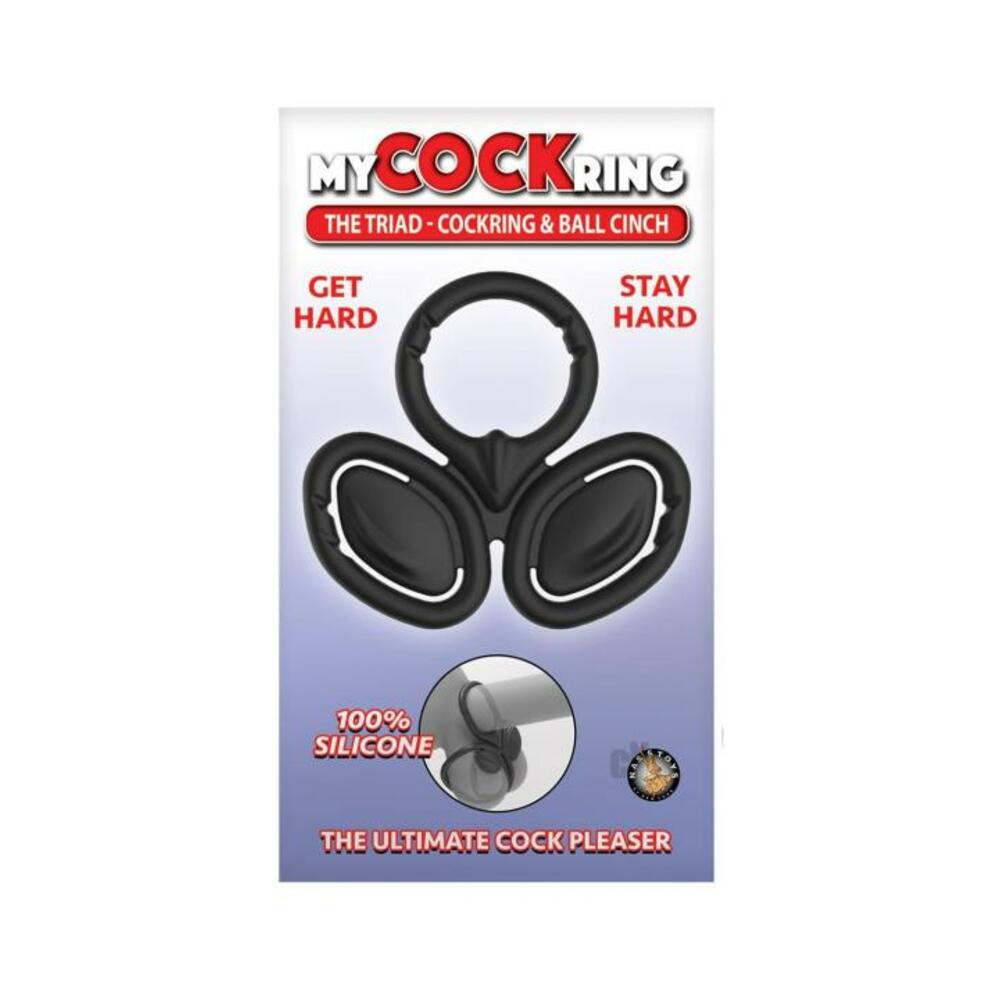 782631300505_1 My Cockring The Triad Cockring & Ball Cinch Black - Image 1