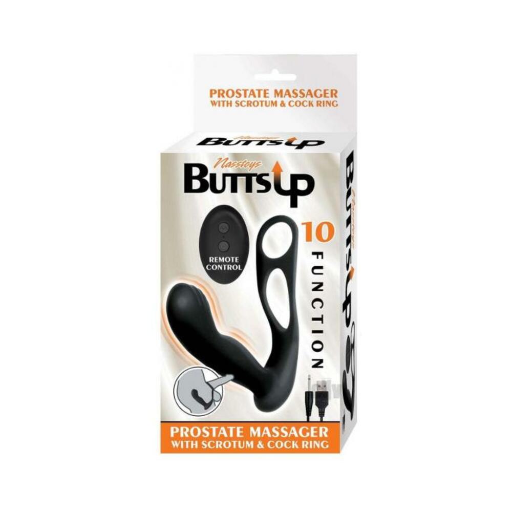 782631305906_1 Butts Up Prostate Massager With Scrotum & Cock Ring Black - Image 1