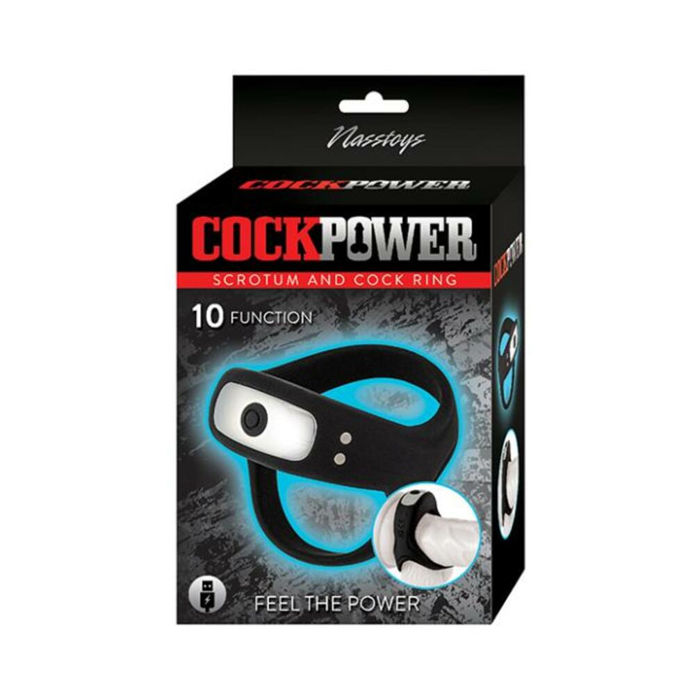 782631317008_1 Cockpower Scrotum And Cock Ring Black - Image 1