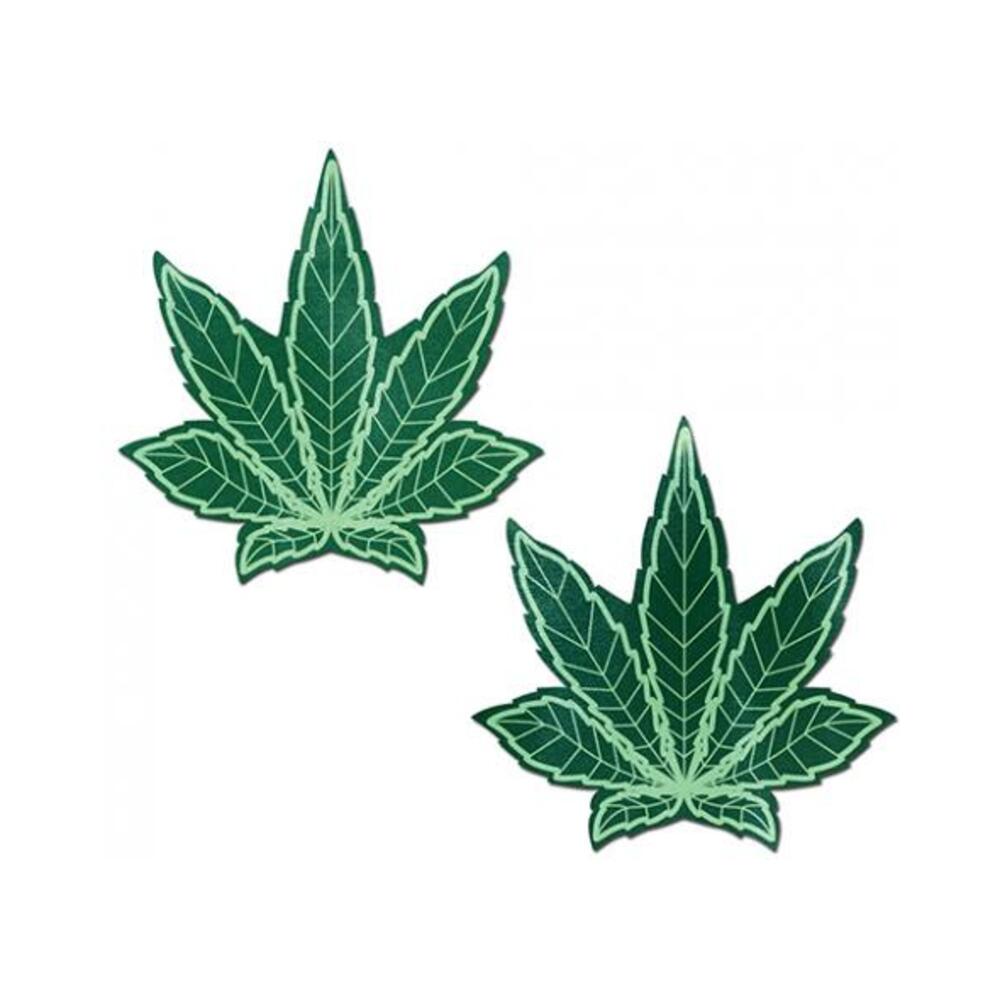 785123871095_1 Pastease Marijuana Leaf Pasties Green O/S - Image 1